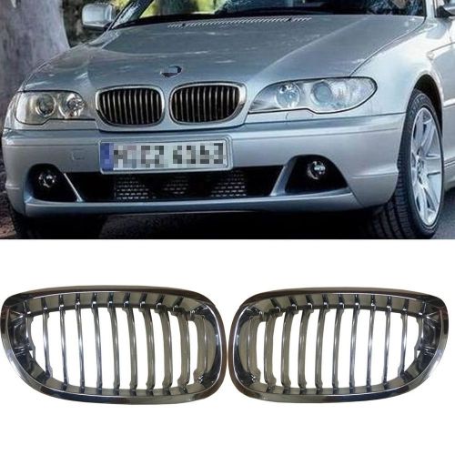 1pair of chrome kidney front grille grill hood nose for bmw e46 2doors 2003-2006