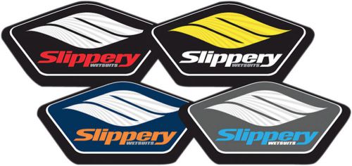 Slippery wetsuits - sticker/decal 4-pack (red, yellow, orange, blue)