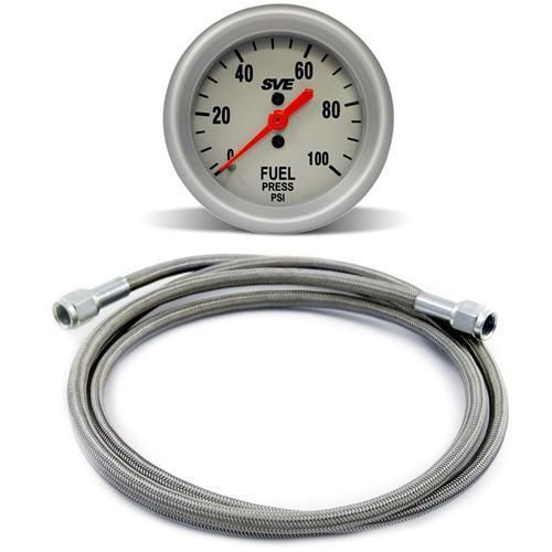 Sve mechanical fuel pressure gauge w/ stainless steel tubing kit free shipping!
