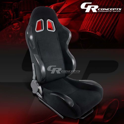 2x pvc leather carbon look sports racing seats+mounting sliders passenger side