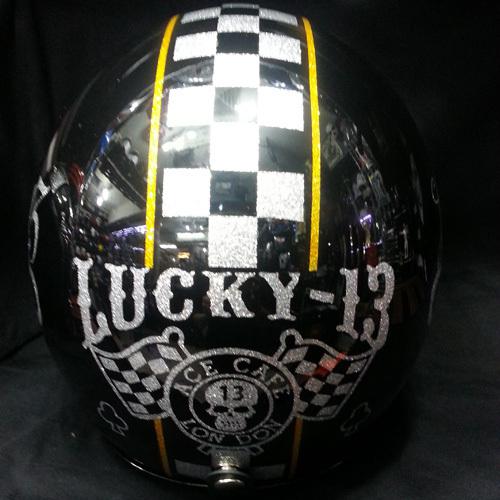 3/4 custom paint harley old lucky 13 cafe racer metal flake motorcycle helmet 