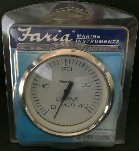 Faria beede instruments 33842 4 in. chesapeake white stainless steel tachometer