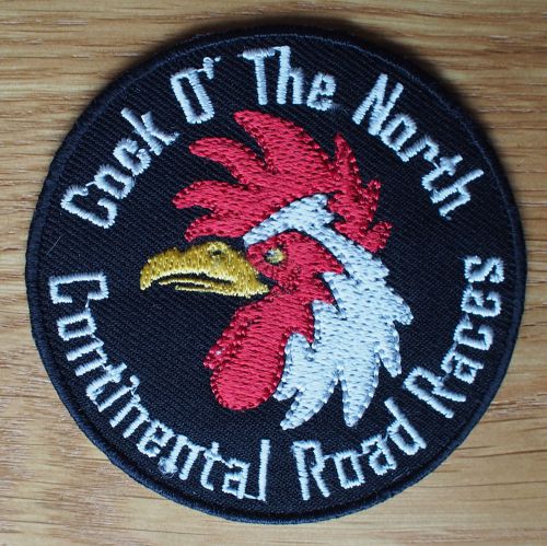 Motorcycle biker cloth patch leathers vest denim cock o the north road races o&#039;