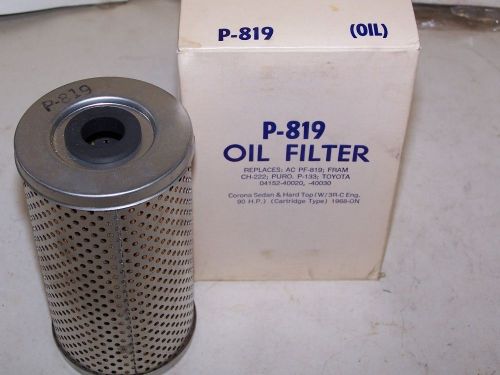 Ac? canister oil filter #p819, 1966-1969 toyota corona, stout 3r,3r-b,3r-c- nos