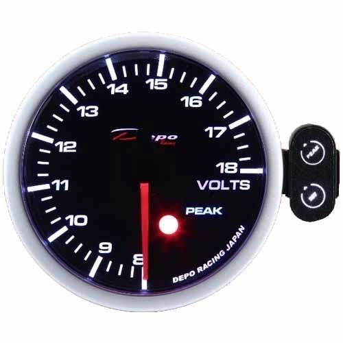 Depo racing 60mm volt gauge red/white smoked lens peak