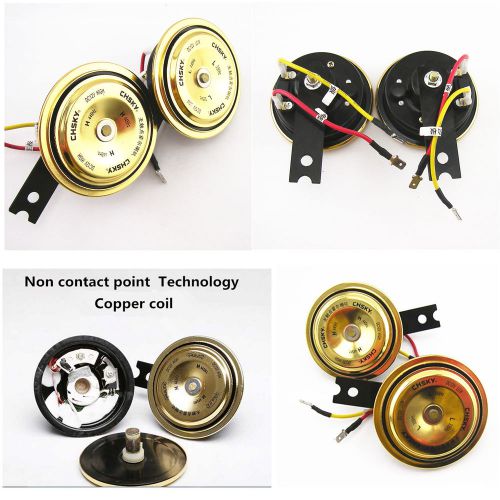 2 x car grille waterproof 12v gold super tone loud compact holzer electric horn