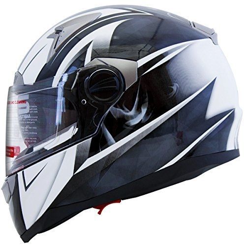 Iv2 mega z black white dual visor street bike full face motorcycle helmet dot