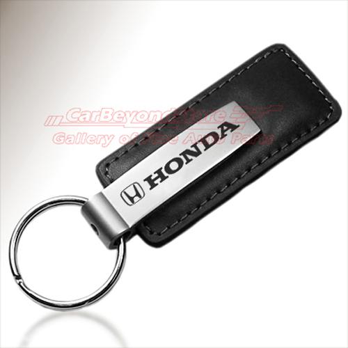 Honda black leather key chain, keychain, key ring, licensed + free gift