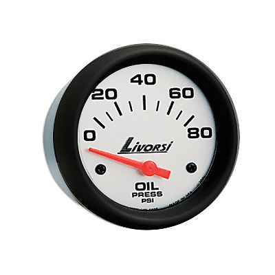 Livorsi electric automotive 0-80 psi oil pressure gauge platinum/black 2 1/16&#034;