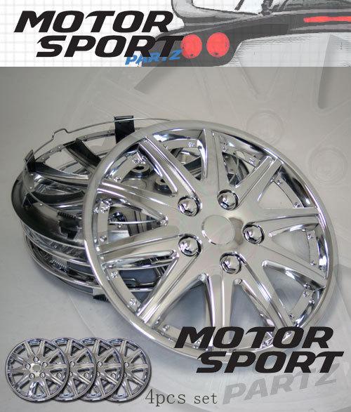 Style 027 chrome hub cap 14 inch rim wheel skin cover 14" inches hubcap 4pcs set