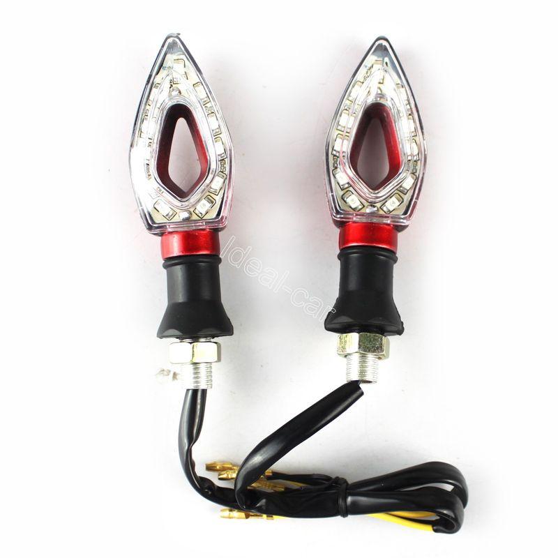 Motorcycle universal red flame-shaped led turn signal llight blue-light 