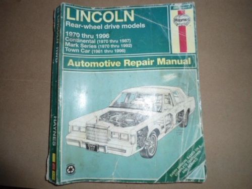 Haynes lincoln repair manual 1970 - 1996