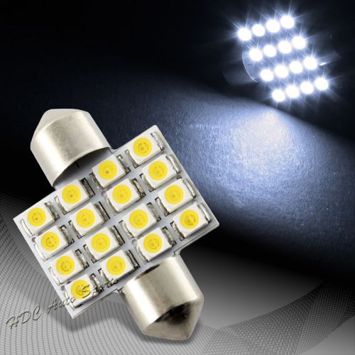 1x 34mm 16 smd white led festoon dome map glove box trunk replacement light bulb