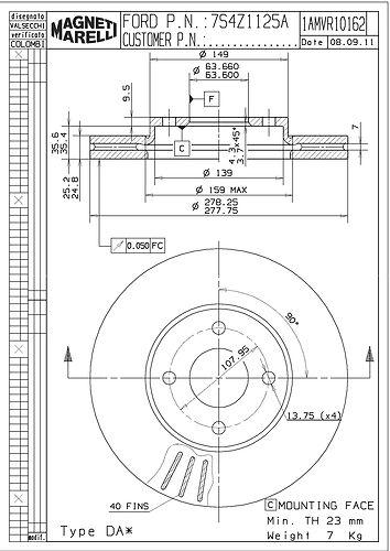 Magneti marelli offered by mopar 1amvr10162 front brake rotor/disc