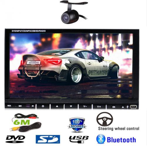 7&#034; hd touch screen double 2 din car stereo dvd player bt radio tv+reverse camera