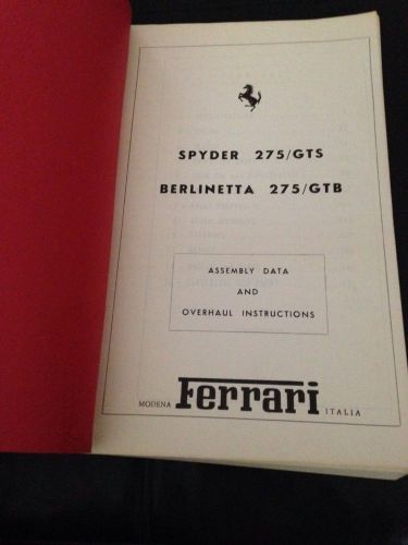 Vintage ferrari 275/gts-gtb original assembly/overhaul manual