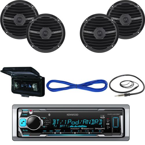 Bluetooth marine usb receiver, antenna, cover, 6.5&#034;black marine speakers/ wiring
