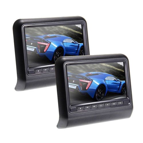 Usa 2x9&#034; hd auto car pillow headrest monitor dvd player fm, wireless games black