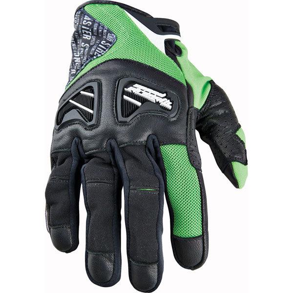 Green m speed and strength run with the bulls leather/textile glove