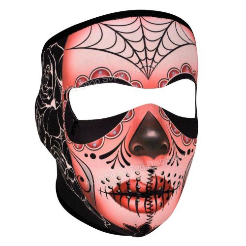 Zan headgear wnfm082, neoprene full mask, reverses to blk, sugar skull facemask