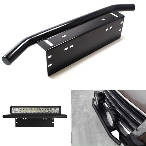 Bull bar car off-road 4x4 bumper license plate fog lights install holder bracket