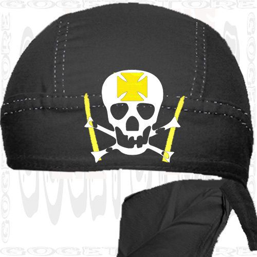 Black maltese do bandana skull cap doo rag head wear biker look du hats