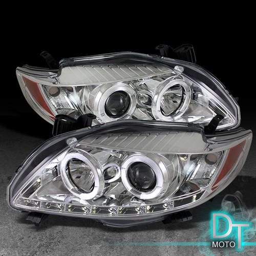 09-10 toyota corolla drl projector headlights+daytime led running lights lamps