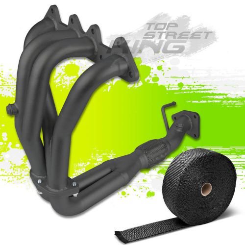 Black coated exhaust header for 98-02 accord f23 2.3l sohc+black heat wrap