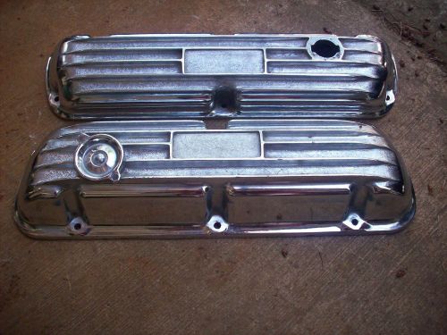 Vintage ford chrome finned valve covers 260 289 302 351 small block sbf hot rod