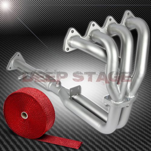 4-2-1 stainless ceramic exhaust race header for honda prelude bb1+red heat wrap