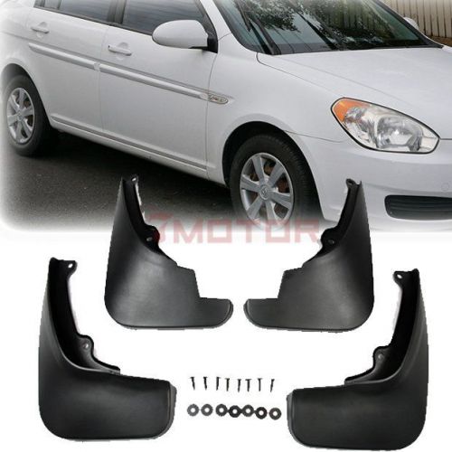 Black abs mud flaps splash guards fender front&amp;rear for hyundai accent 07-10 7m