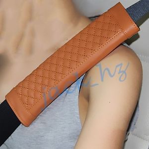 2pcs vehicle parts safe seat belt cover shoulder pads leather protector orange