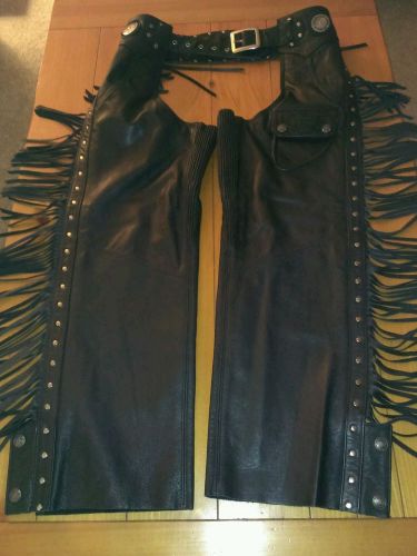 Harley davidson medium rare vintage heritage border hawk black leather chaps