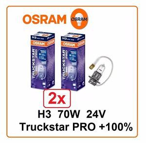2x h3 70w 24v truckstar pro +100% osram 64156tsp pk22s headlight truck germany