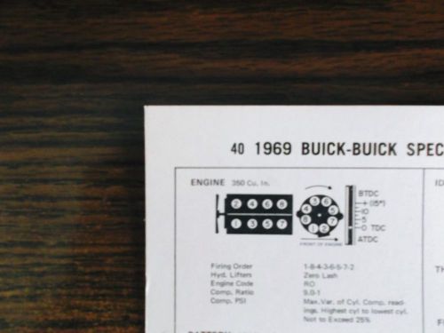 1969 buick eight series models 350 ci v8 2bbl tune up chart