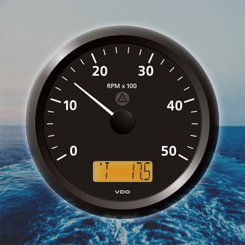 Vdo viewline tachometer lcd hourmeter 5000 rpm 110mm 4&#034; black a2c59512415