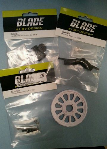 Head block, blade grips, &amp; feathering shaft for blade 300x with free main gear!