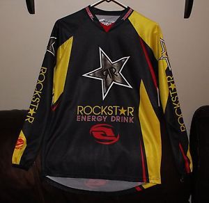 Yellow/black/red rockstar energy dirt bike pants with matching shirt mx atv