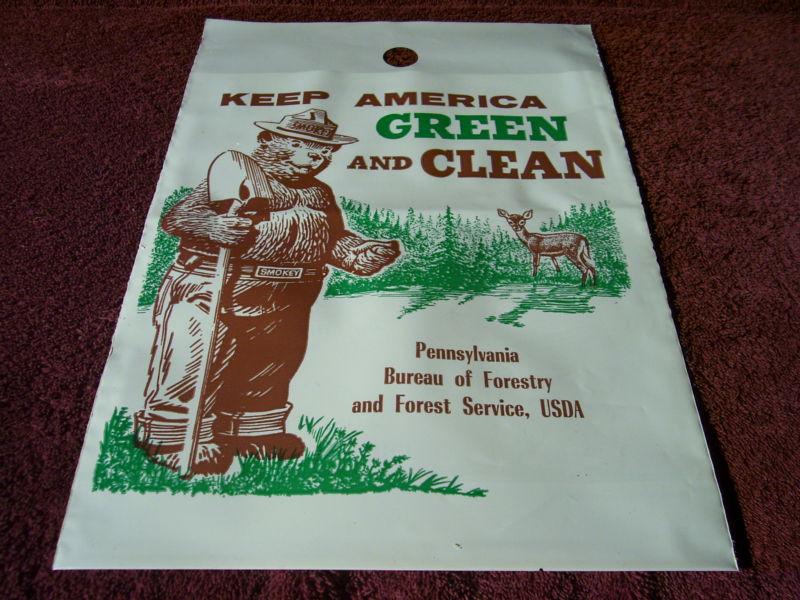 Vintage 50s 60s 70s 80s nos smokey the bear litter bag auto truck accessory 