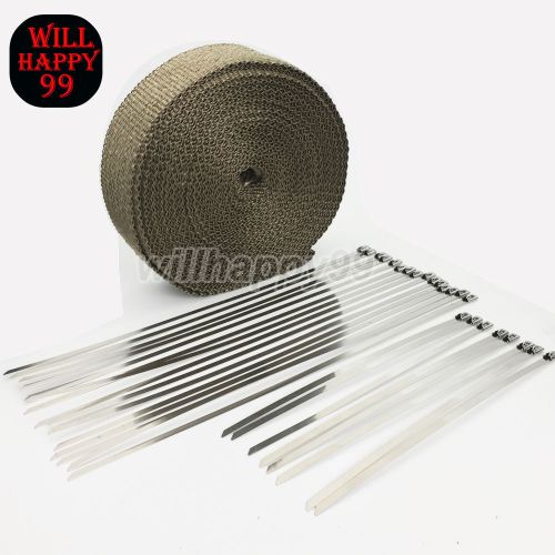 Titanium exhaust header turbo heat wrap 2&#034; x 60&#039; roll with 23 stainless ties kit