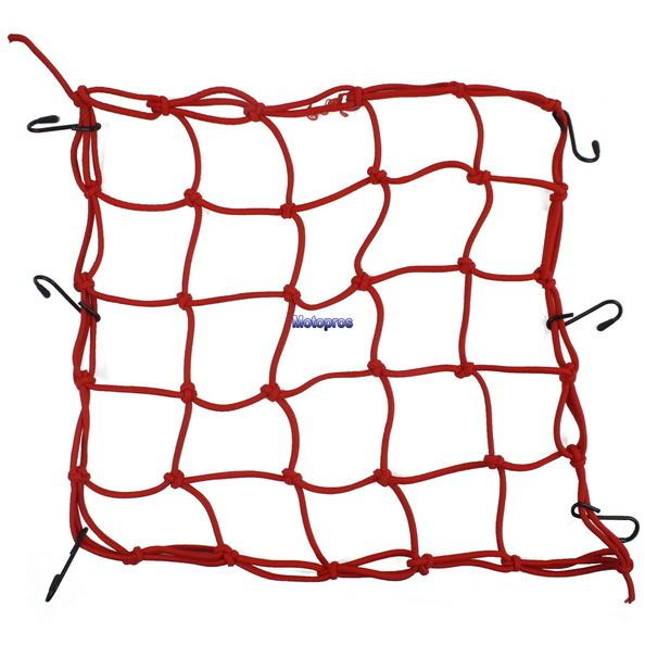  new 40x40cm red motorbike motorcycle cargo 6 hooks hold down net bungee
