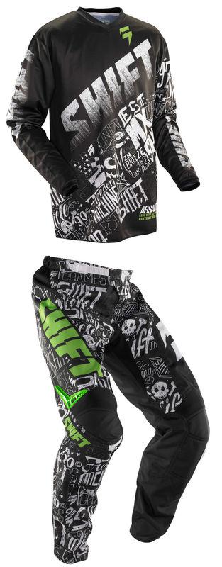 Shift assault masked black / green kit pant & jersey combo motocross mx 2014