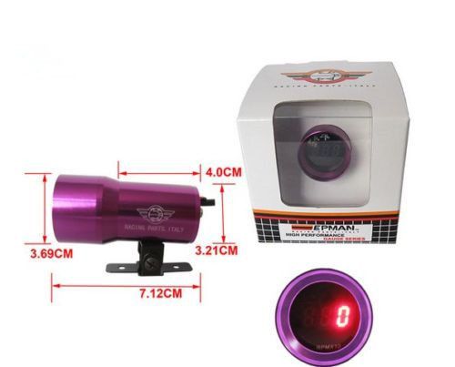 37mm smoke tach rpm tachometer red digital shift light style gauge meter
