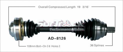 Sur track ad-8126 cv half-shaft assembly-new cv axle shaft
