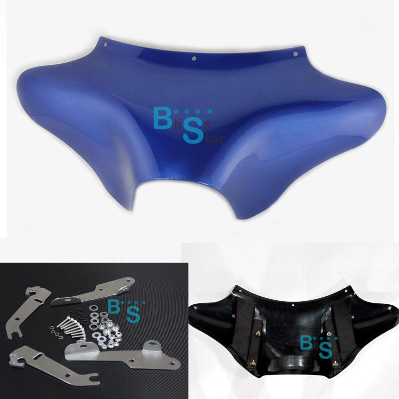 Blue batwing front fairing + mounting hardware fit harley davidson hd softail