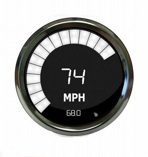 Digital speedometer with led sweep white, chrome bezel intellitronix ms9222w usa