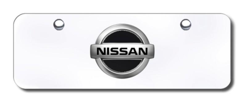 Nissan logo black/chrome on chrome mini-license plate made in usa genuine