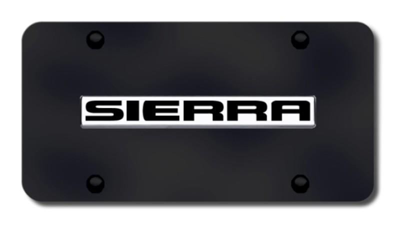 Gm sierra name chrome on black license plate made in usa genuine