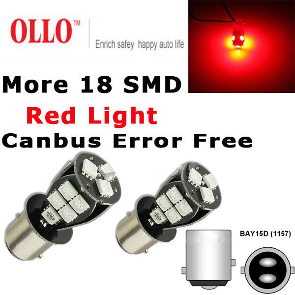 X2 1157 bay15d 18smd red canbus error free led brake light bulb