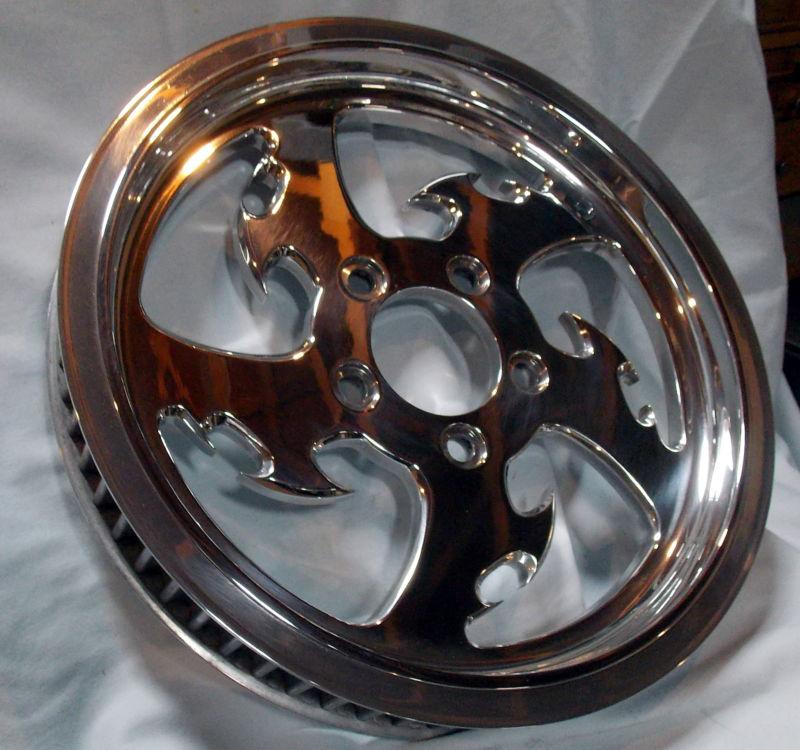 65 tooth x 1 1/2" 5-spk polished rear pulley harley